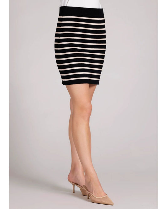 Cotton Cashmere Striped Mini Skirt