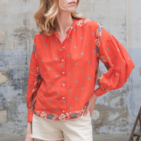 Moismont Women's Viviane Floral Blouse in Poppy Red