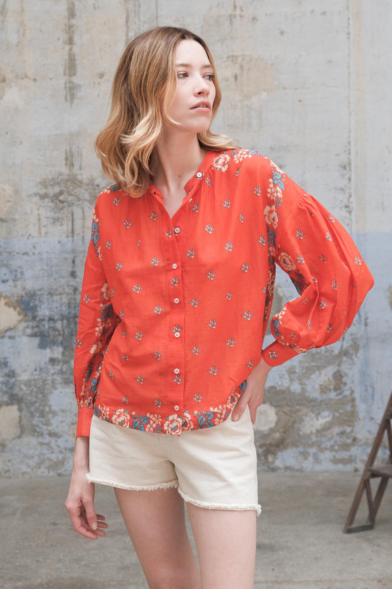 Moismont Women's Viviane Floral Blouse in Poppy Red