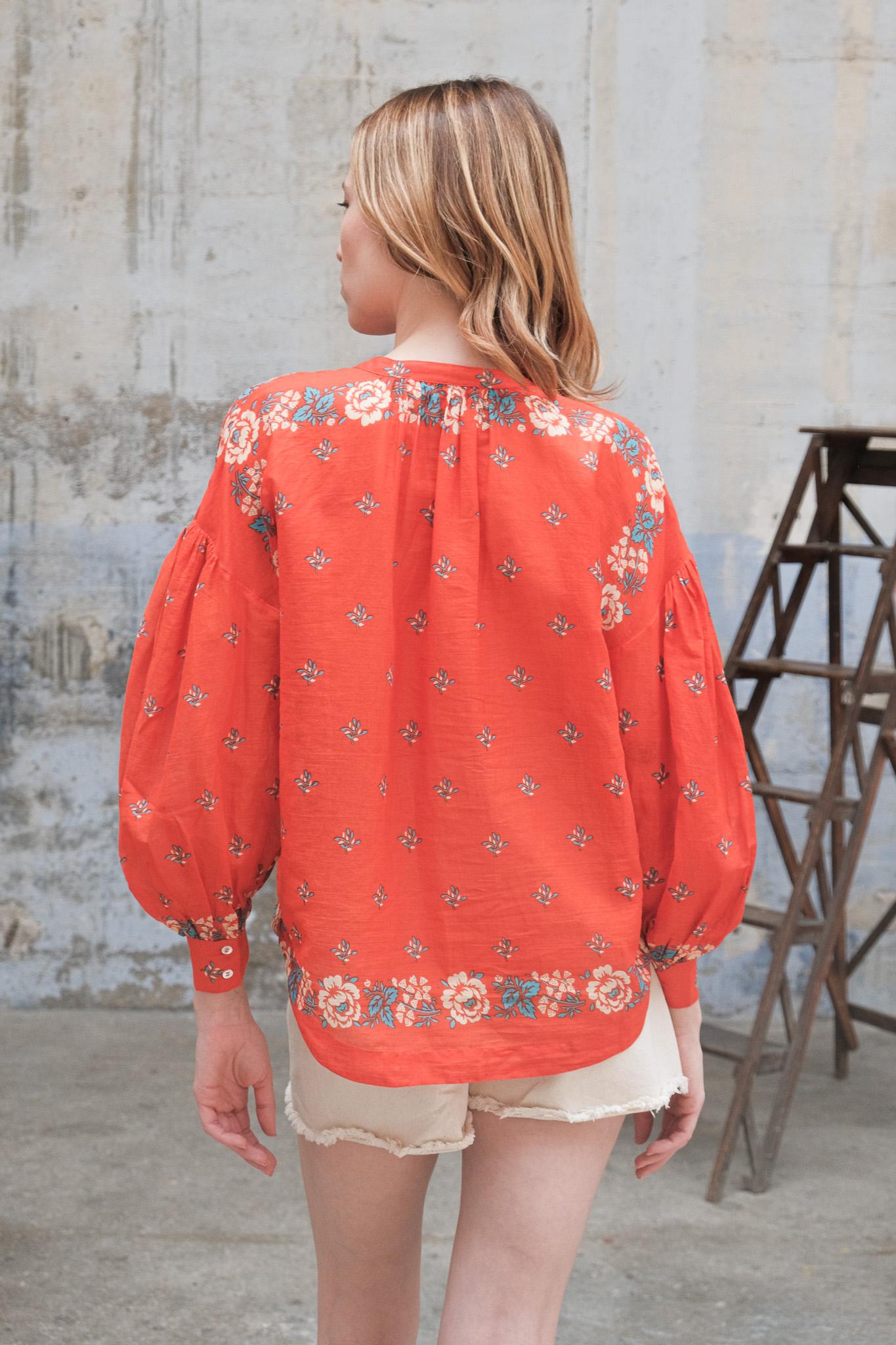 Moismont Women's Viviane Floral Blouse in Poppy Red