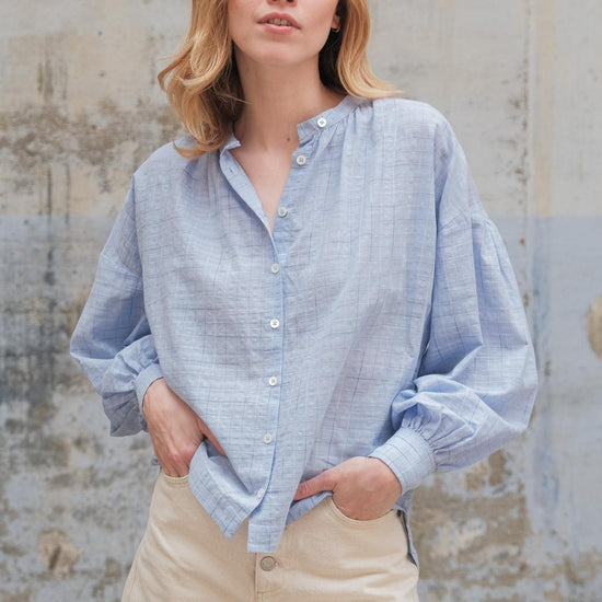 Moismont Women's Viviane Checked Blouse in Griotte Violette