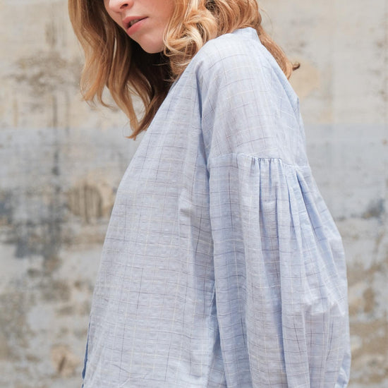 Moismont Women's Viviane Checked Blouse in Griotte Violette