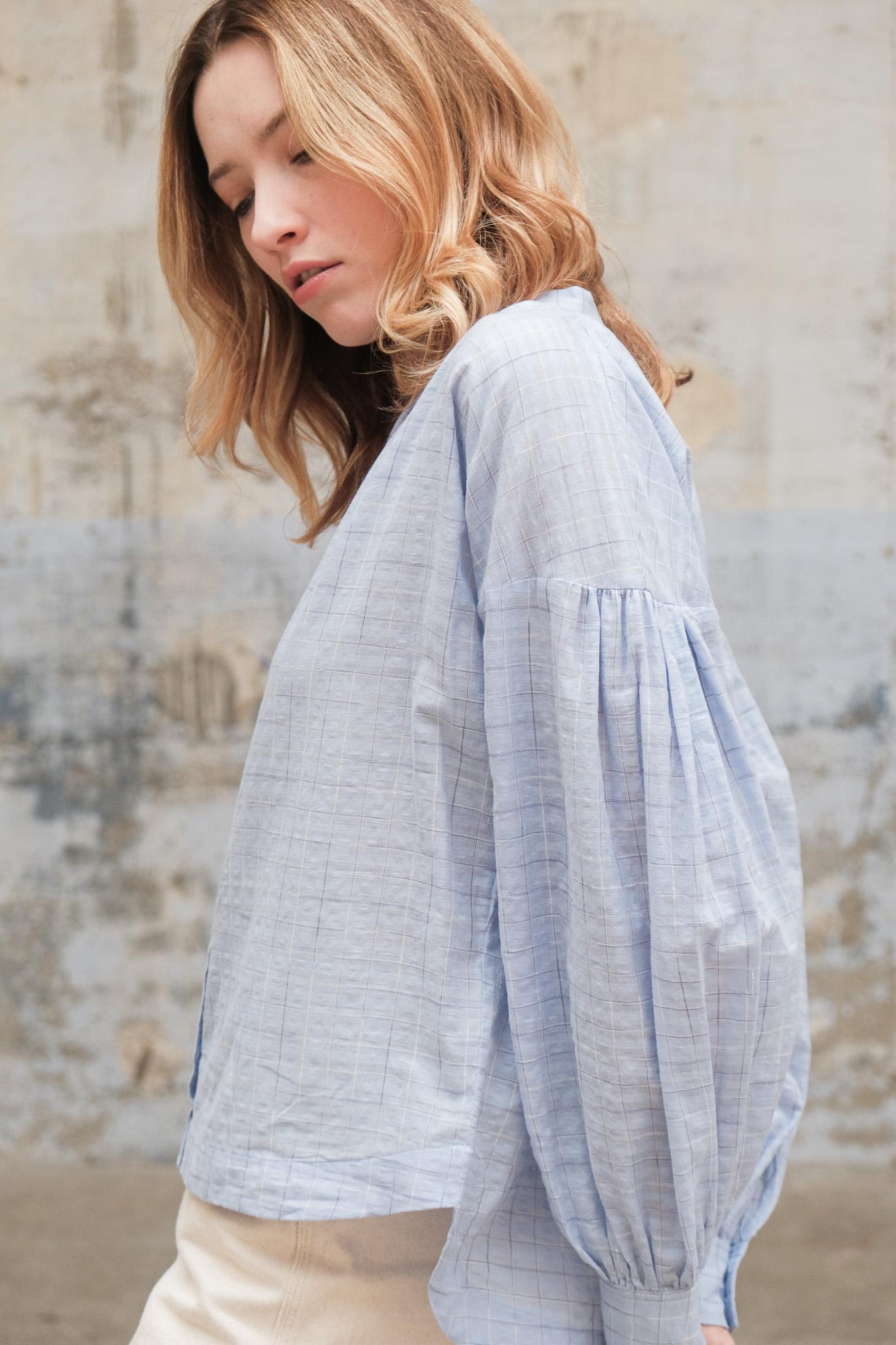 Moismont Women's Viviane Checked Blouse in Griotte Violette