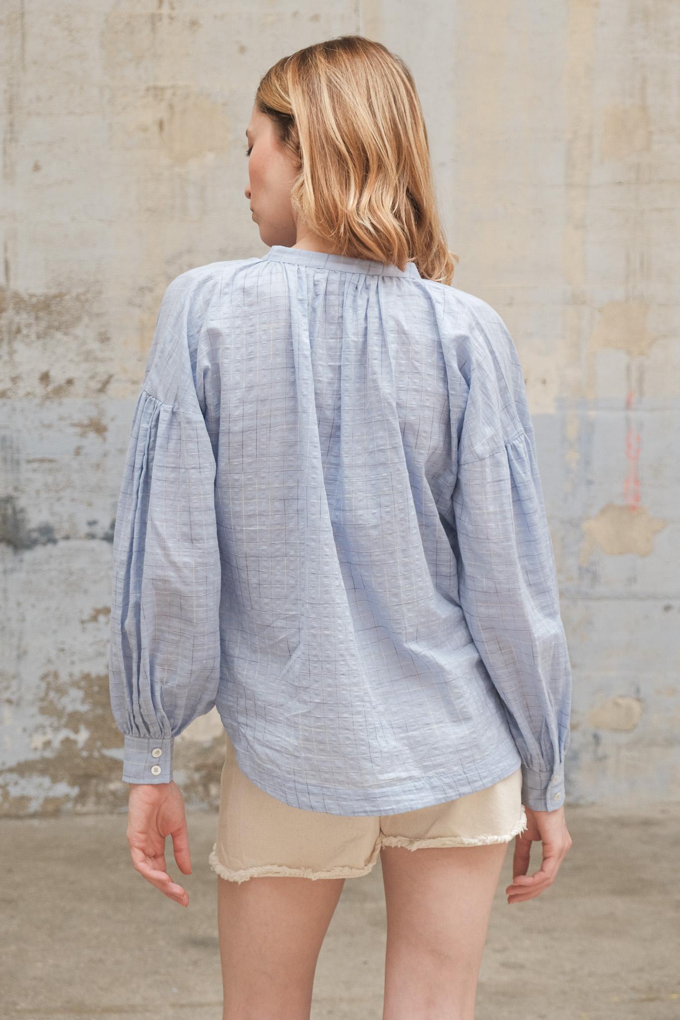 Moismont Women's Viviane Checked Blouse in Griotte Violette