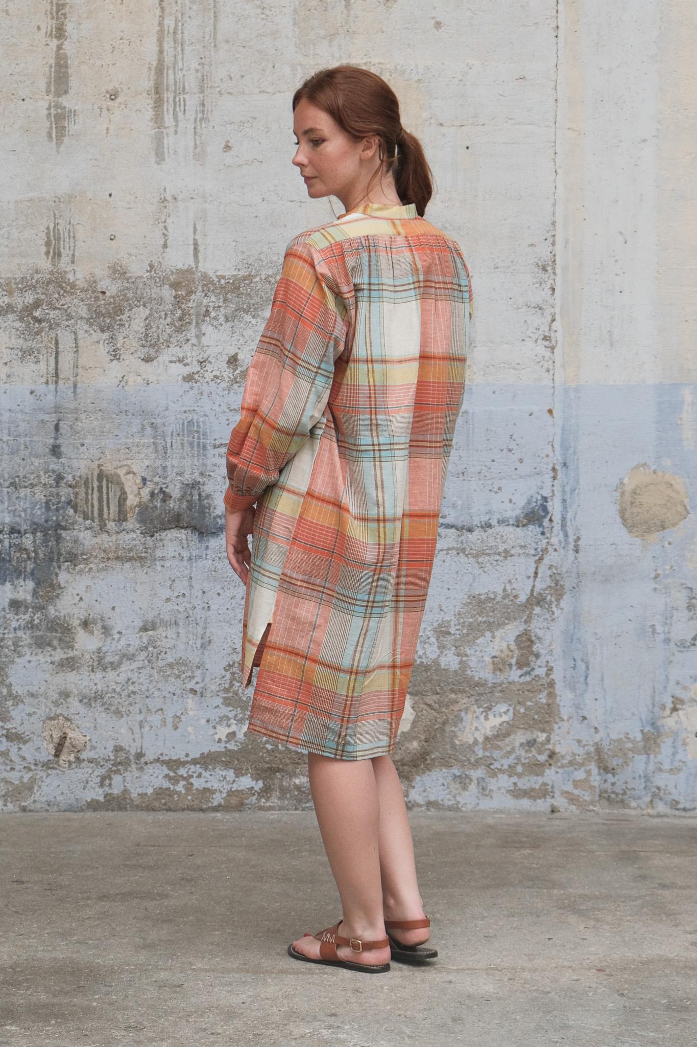 Moismont Martine Plaid Print Midi Dress in Madurai Poppy Red