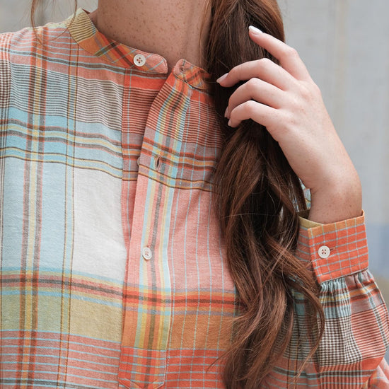 Moismont Martine Plaid Print Midi Dress in Madurai Poppy Red