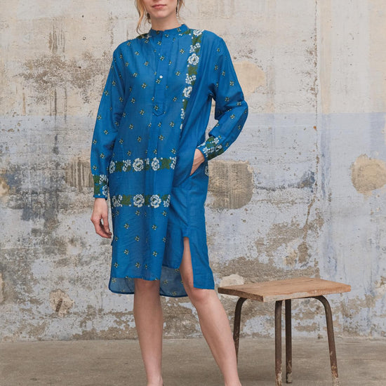 Moismont Martine Floral Print Midi Dress in Blue