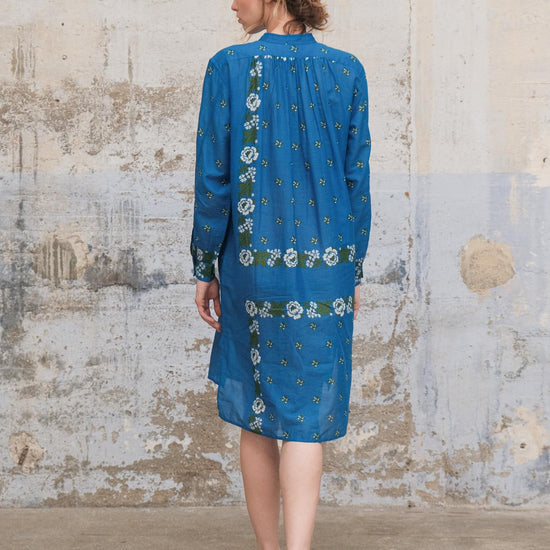 Moismont Martine Floral Print Midi Dress in Blue