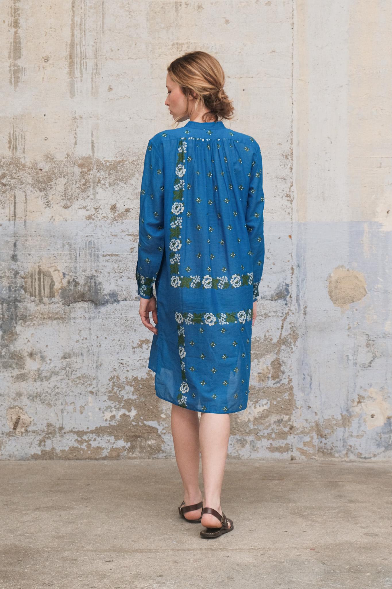 Moismont Martine Floral Print Midi Dress in Blue