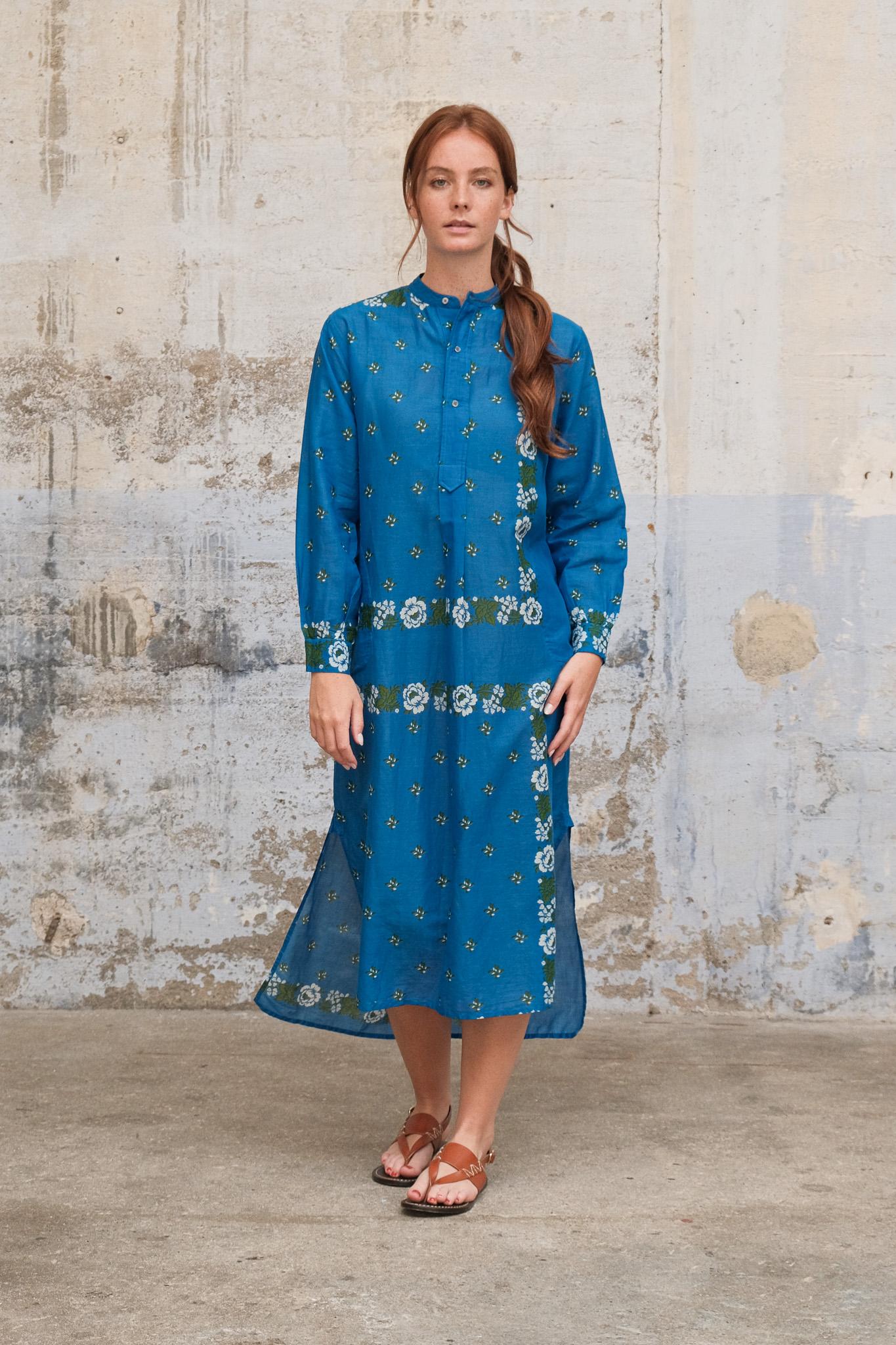 Moismont Chloe Dress in Patchwork Blue