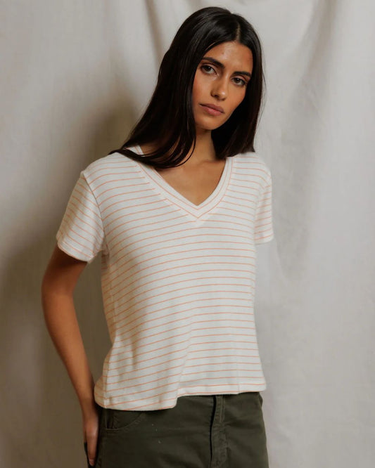Elliot Brushed Sweater Striped V-Neck Tee