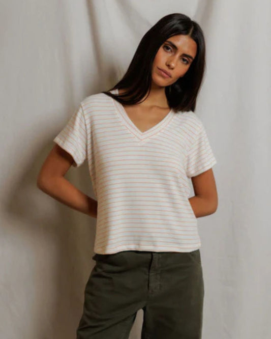 Elliot Brushed Sweater Striped V-Neck Tee