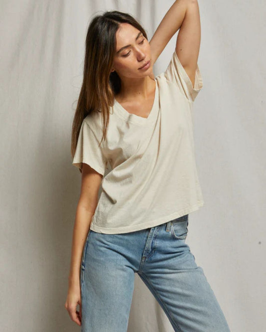 Hendrix - Cotton Boxy V Neck Tee - Core Colors