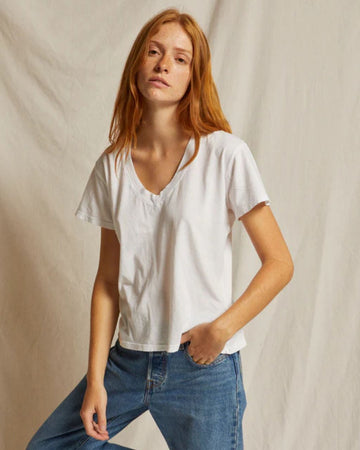 Hendrix - Cotton Boxy V Neck Tee - Core Colors