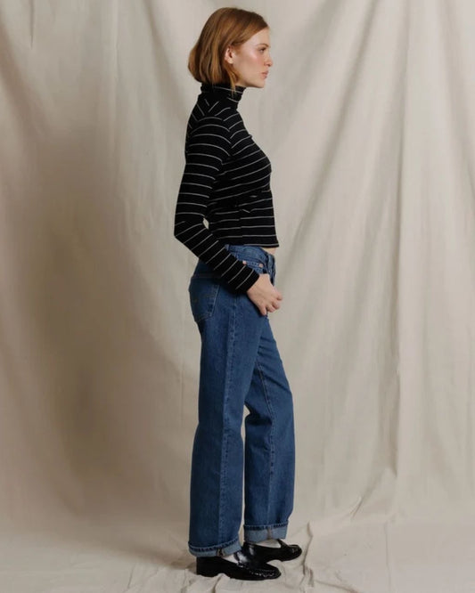 Cindy Black Stripe Turtleneck