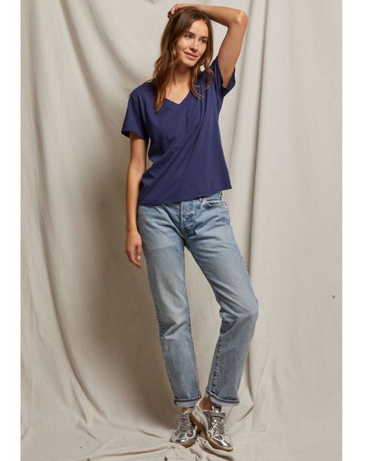 Hendrix - Cotton Boxy V Neck Tee - SS25