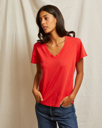 Hendrix - Cotton Boxy V Neck Tee - Seasonal SS25