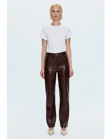 Cassie High Rise Straight Pant - Tobacco Croc