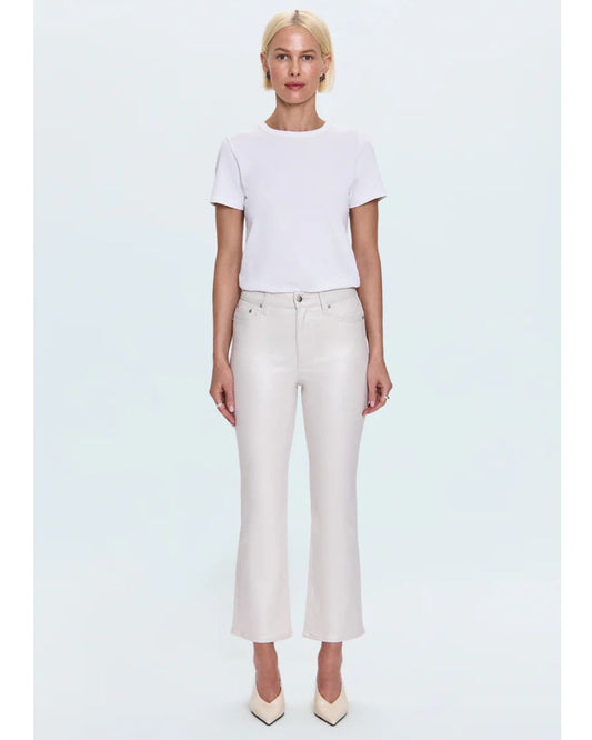 Lennon High Rise Crop Boot Pant - Ivory Luster