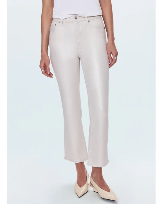 Lennon High Rise Crop Boot Pant - Ivory Luster