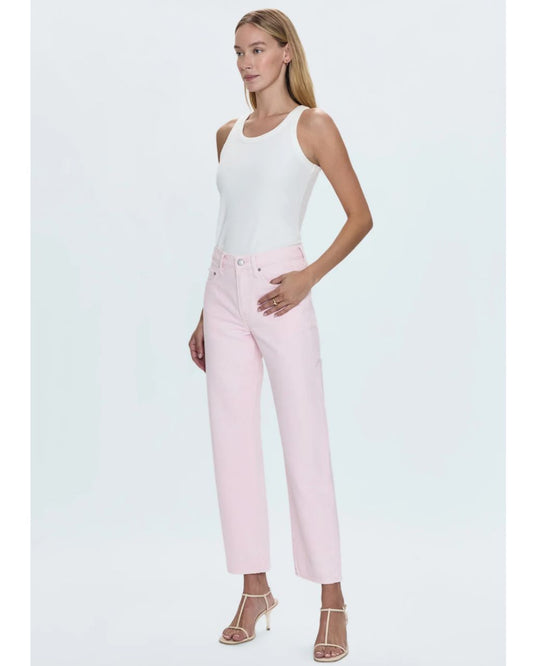 Lexi Mid Rise Bowed Straight - Blush