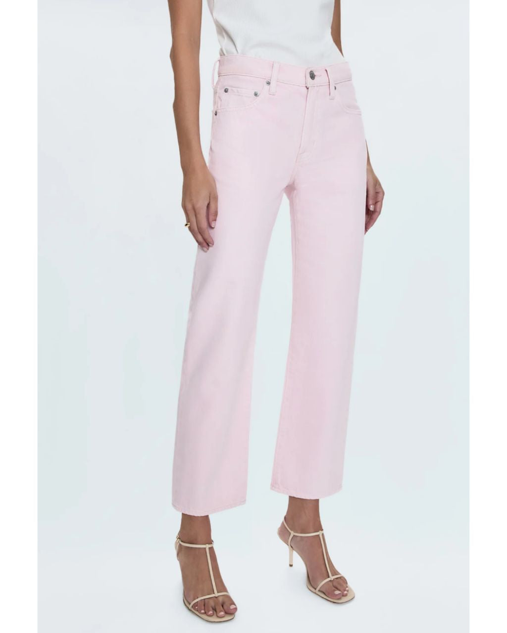 Lexi Mid Rise Bowed Straight - Blush