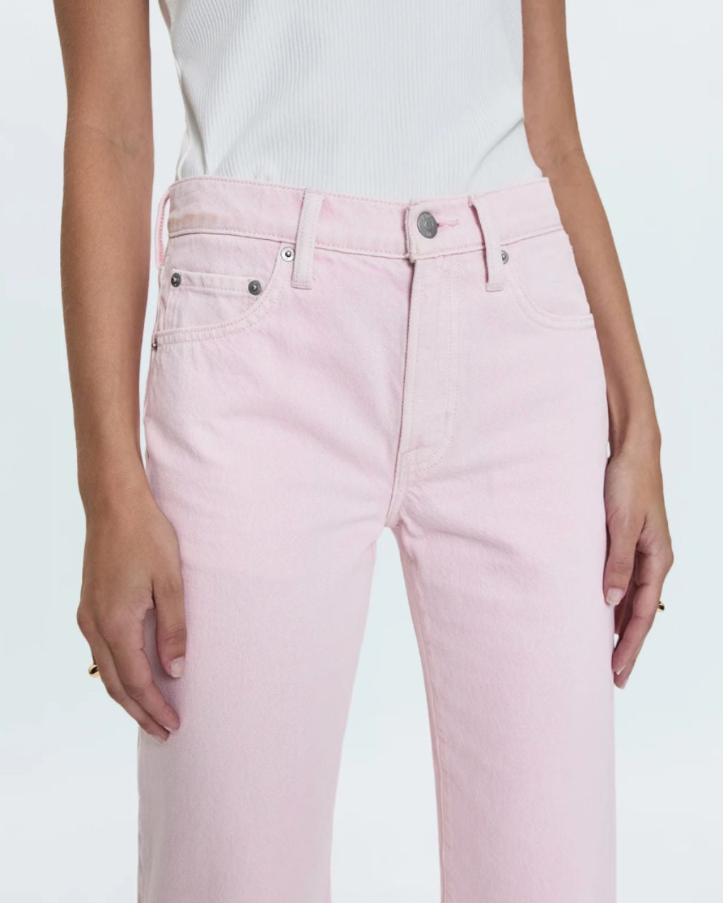 Lexi Mid Rise Bowed Straight - Blush