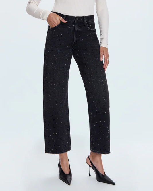 Lexi Mid Rise Bowed Straight Jean - Silver Screen