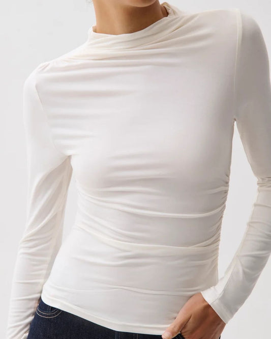 Nathalia Long Sleeve Draped Mock Neck