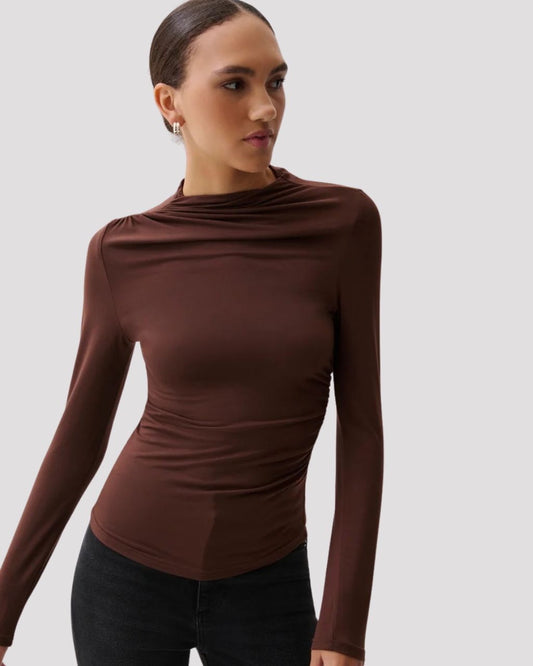 Nathalia Draped Mock Neck