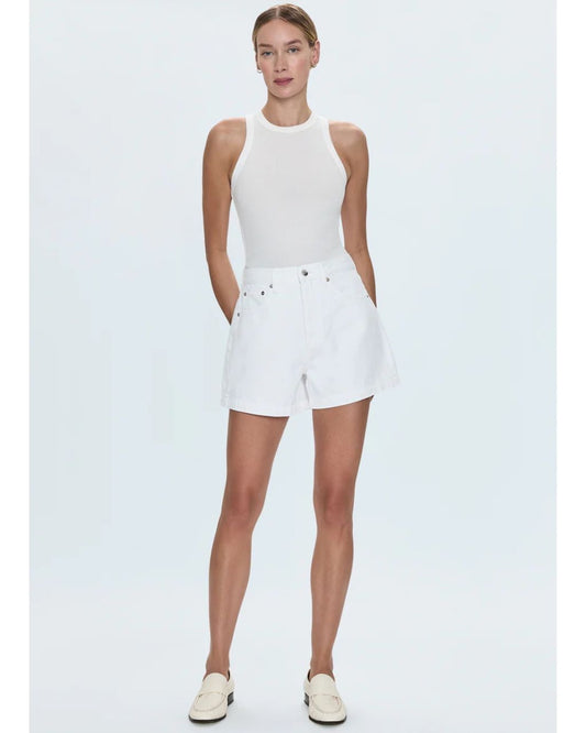 Saige High Rise A-Line Short - Polished White