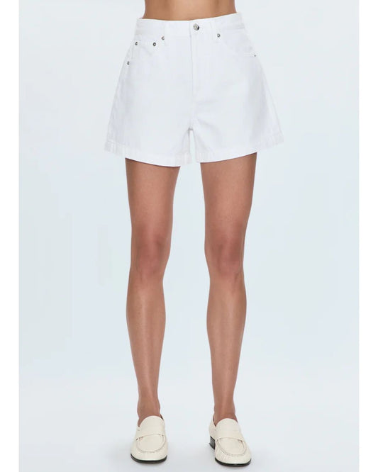 Saige High Rise A-Line Short - Polished White