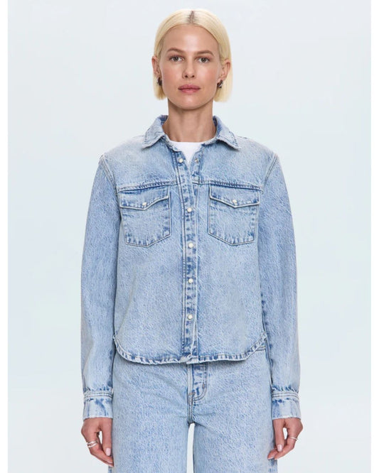 Thea Shrunken Denim Shacket - Modena Vintage