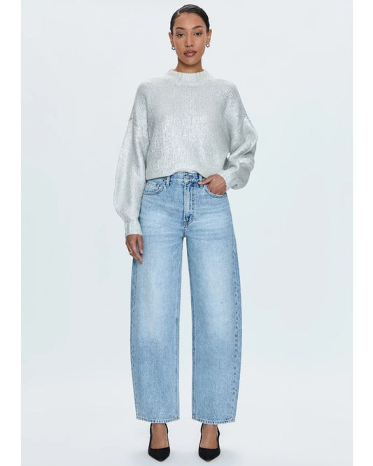 Wes High Rise Barrel Jean - Glitz