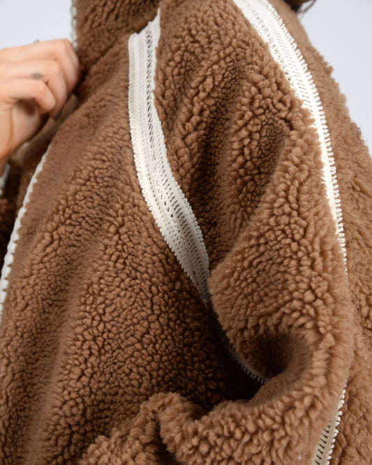 Lace Trimmed Sherpa Zip Up