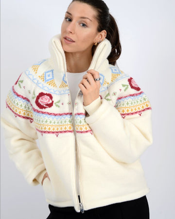 Rose Knit Boxy Zip Up