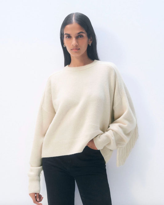 Cashmere Blend Luxe Fringe Crew