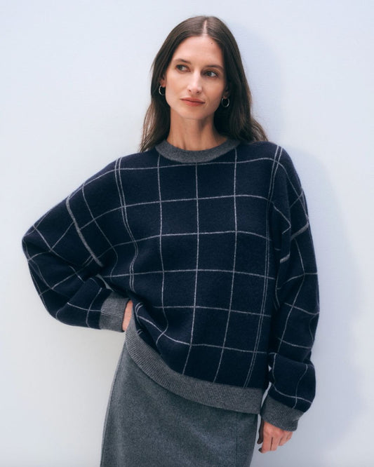 Cashmere Blend Windowpane Sweatshirt