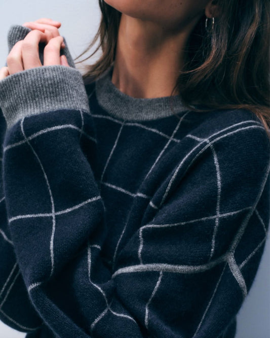 Cashmere Blend Windowpane Sweatshirt