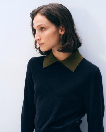 Cashmere Contrast Collar Sweater