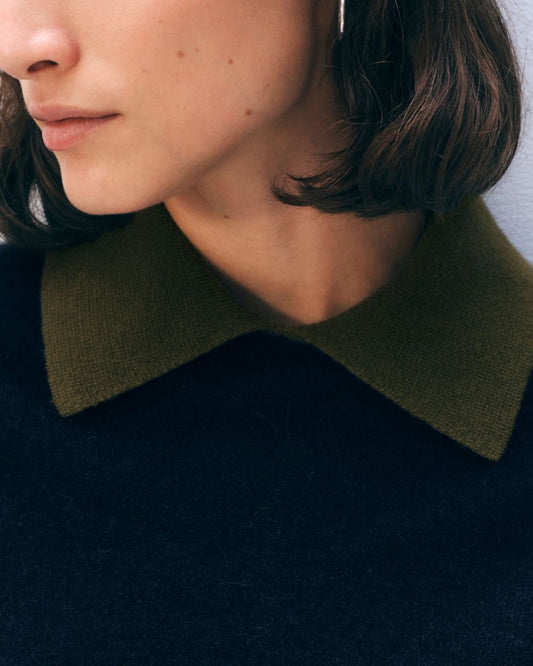 Cashmere Contrast Collar Sweater