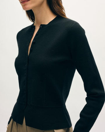 Superfine Merino Waisted Cardigan