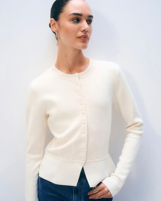 Superfine Merino Waisted Cardigan