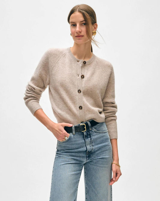 CASHMERE WAFFLE CARDIGAN