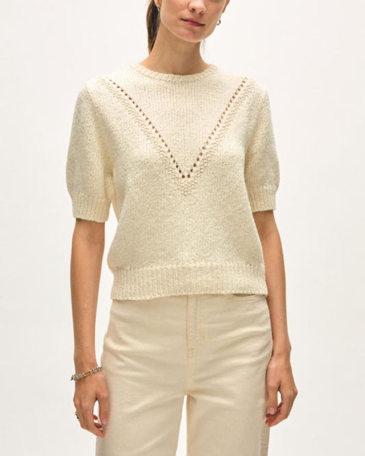 Cotton Boucle Pointelle Crewneck