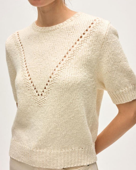 Cotton Boucle Pointelle Crewneck