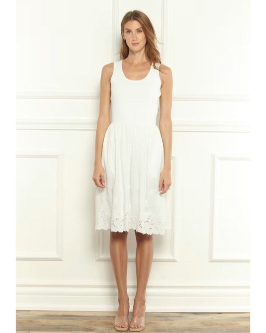 Lace Edge Woven Mix Knit Dress