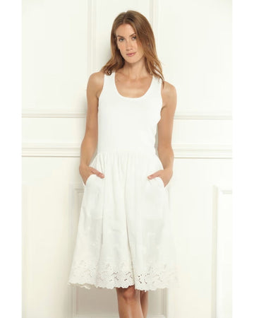 Lace Edge Woven Mix Knit Dress