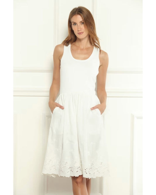 Lace Edge Woven Mix Knit Dress