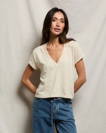 Alanis-Recycled Cotton  V Neck Tee